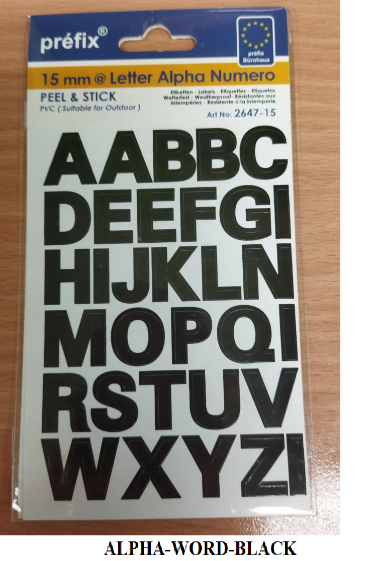 15MM LETTER ALPHA NUMERO